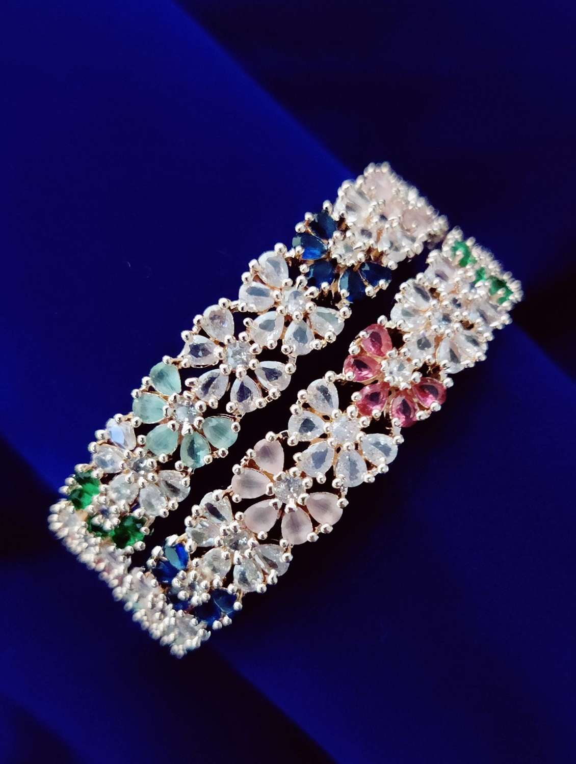 women multi colored brass bangle