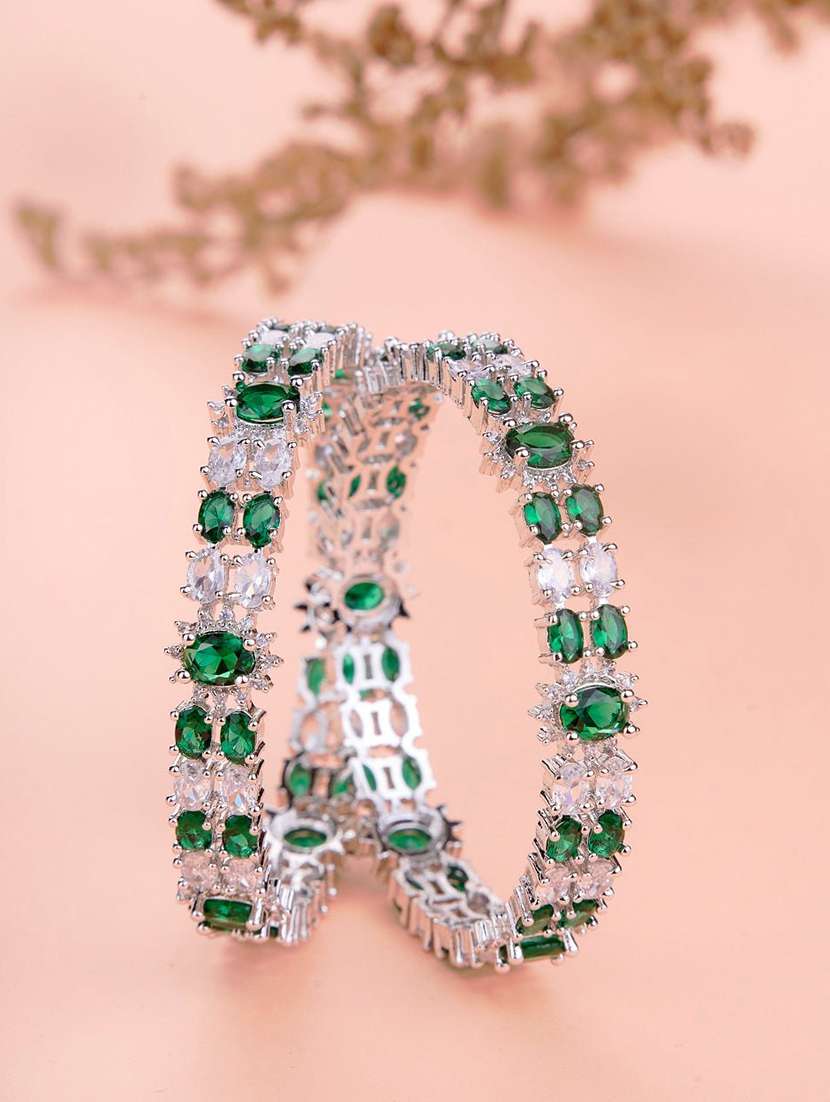 women green brass bangle