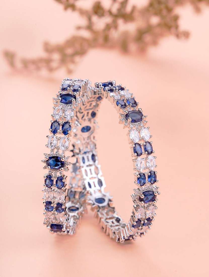 women blue brass bangle