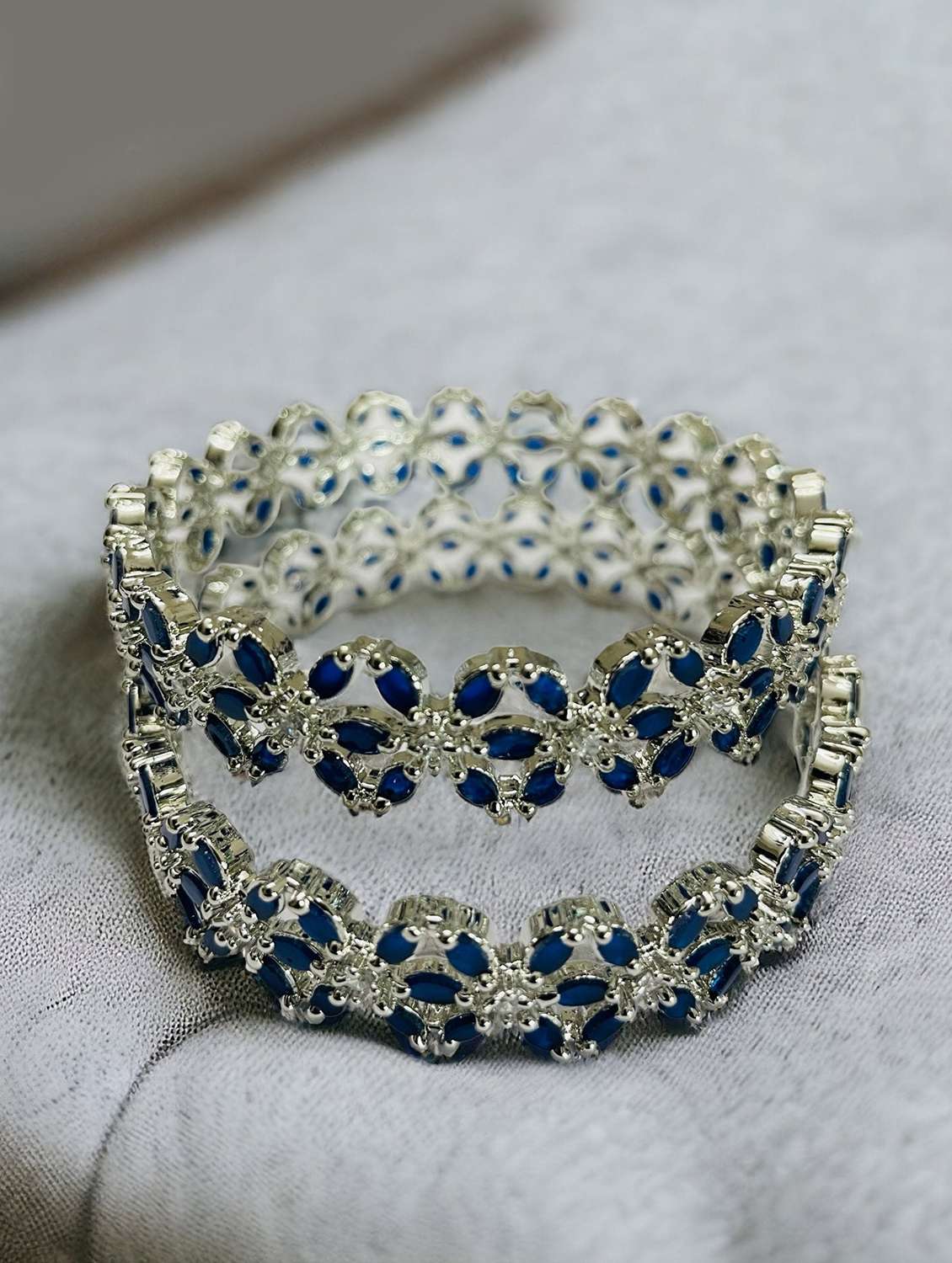 women blue brass bangle