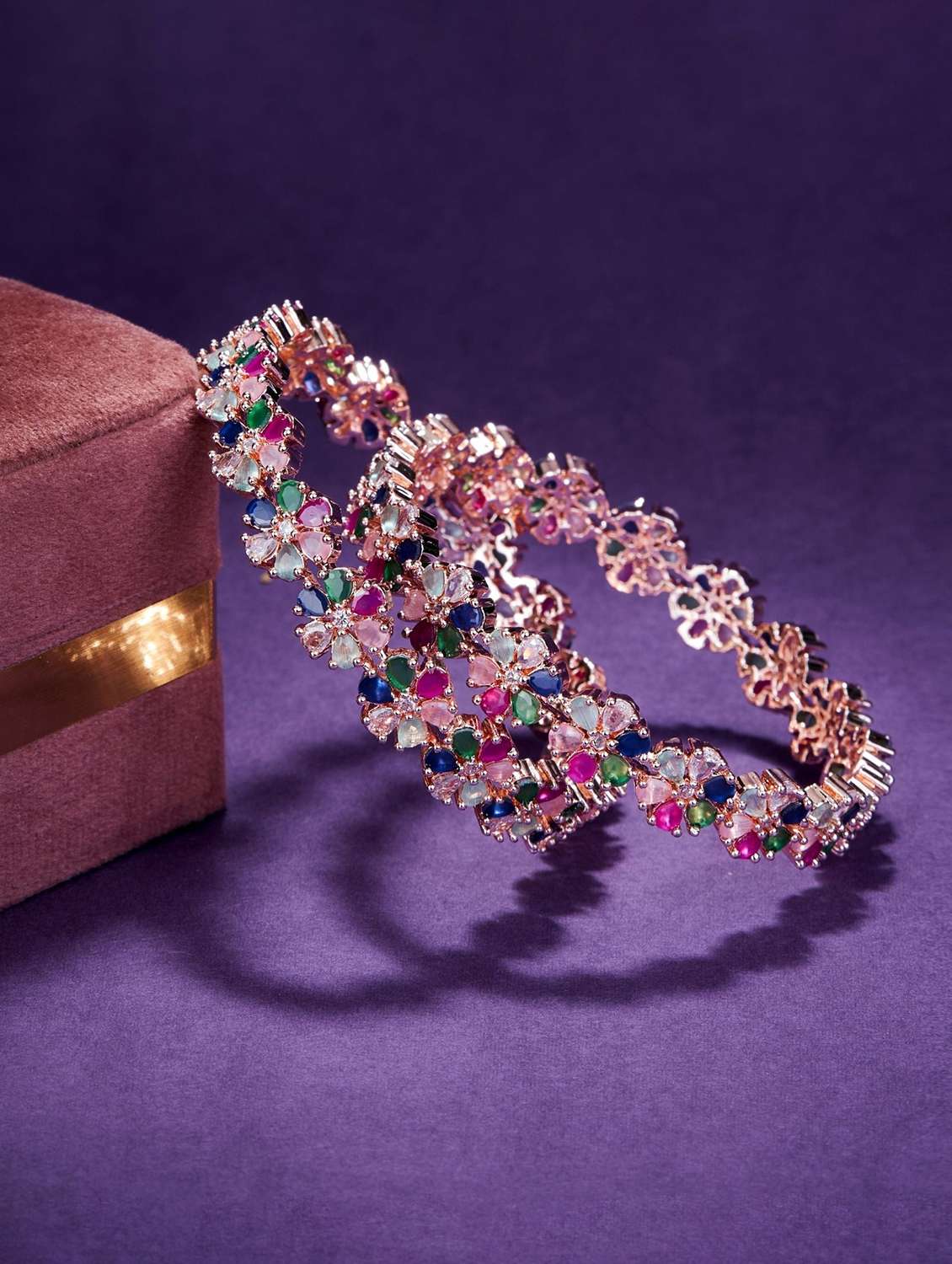 women multi colored brass bangle