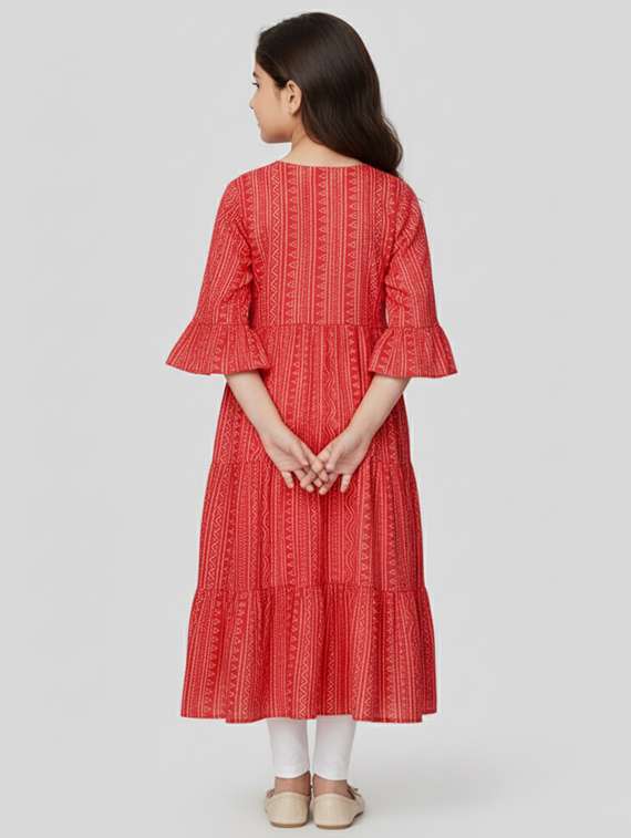 women printed three quarter sleeve kurta - 22278335 -  Standard Image - 3