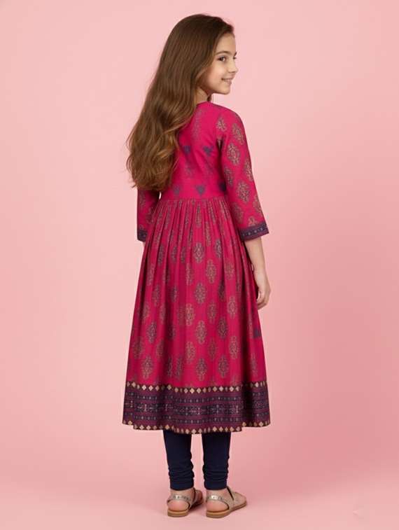 women printed three quarter sleeve kurta - 22278340 -  Standard Image - 3