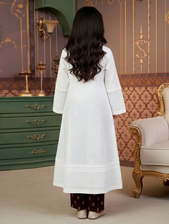 girls self designed long sleeve flared kurta - 22278374 -  Standard Image - 3