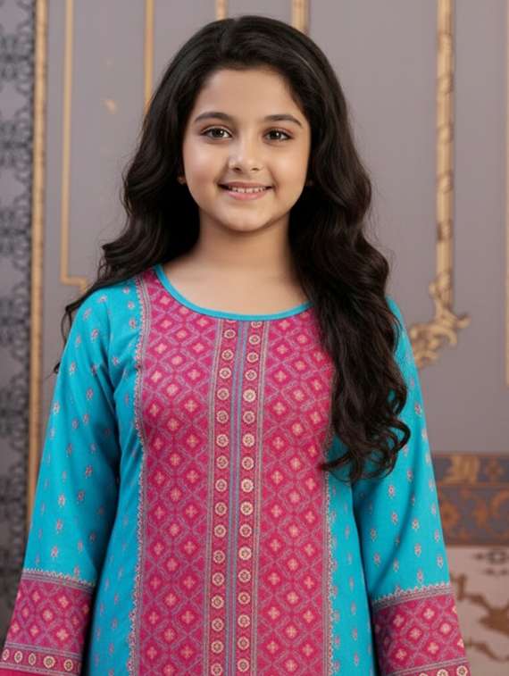 girls printed bell sleeve straight kurta - 22278376 -  Standard Image - 3