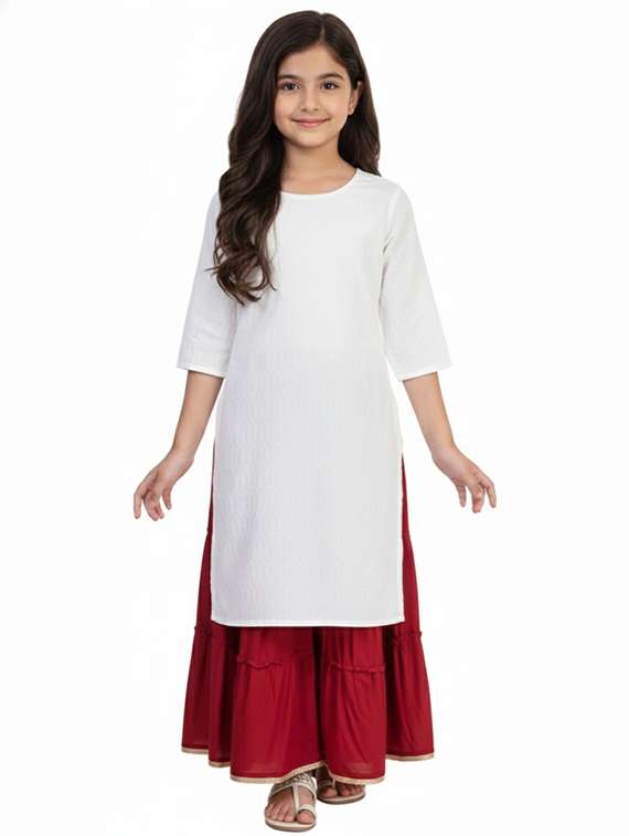 girls three quarter sleeve straight kurta