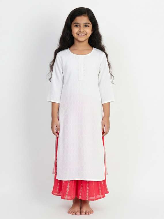 girls three quarter sleeve straight kurta