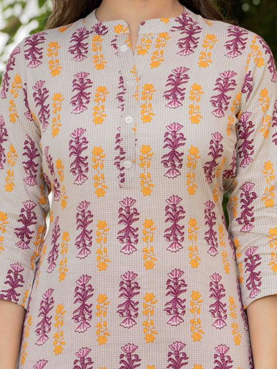 women printed three quarter sleeve straight kurta - 22278433 -  Standard Image - 5