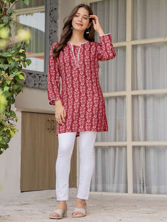 women printed long sleeve straight kurti - 22278438 -  Standard Image - 3