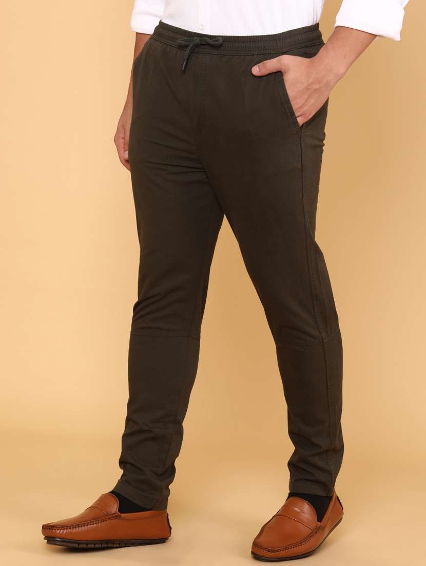 men solid mid rise regular fit  flat front trouser