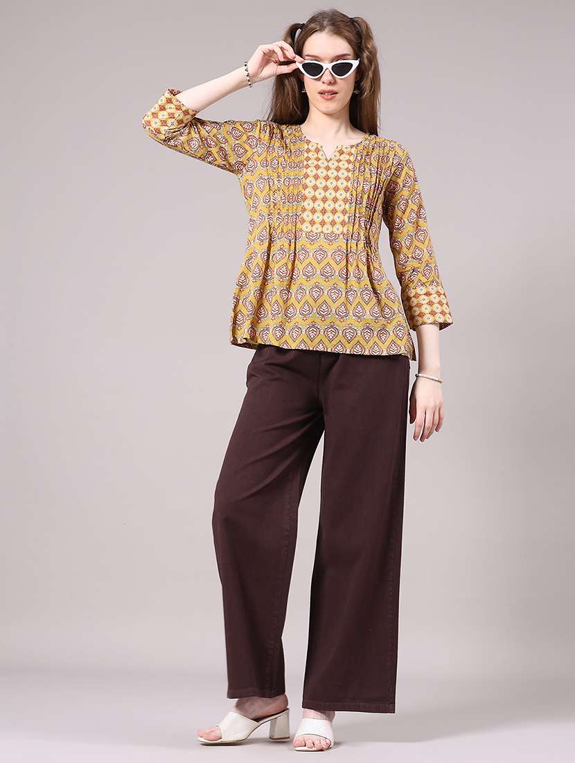 women printed notch neck top - 22278507 -  Standard Image - 5