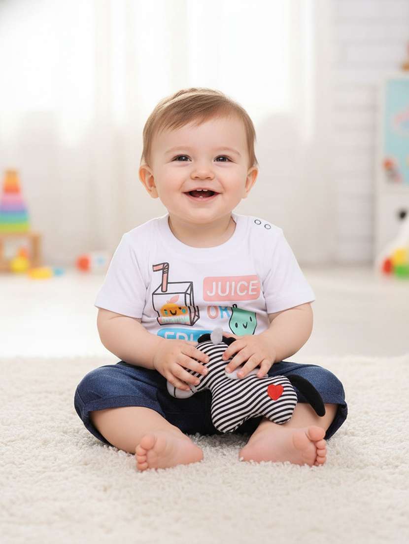boys printed round neck t-shirt and shorts set