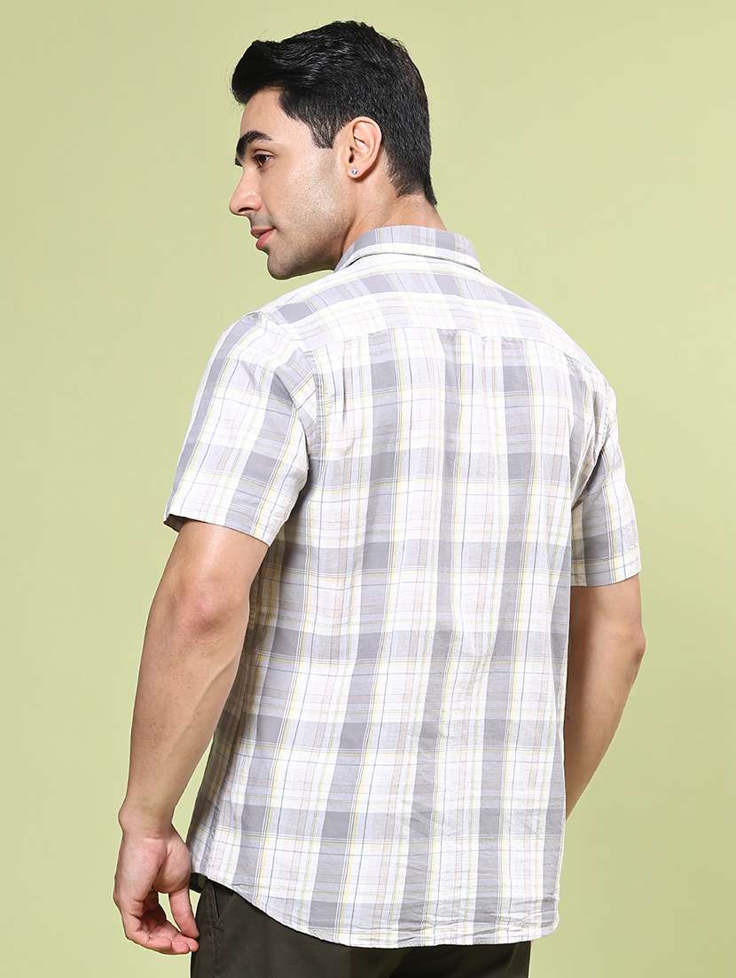 men checkered short sleeve regular fit casual shirt - 22278747 -  Standard Image - 3