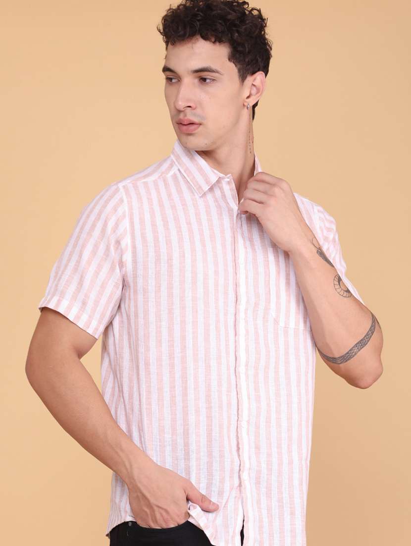 men printed short sleeves casual shirt