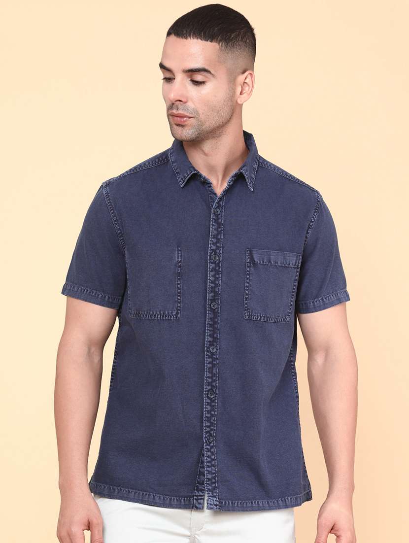 blue cotton casual shirt