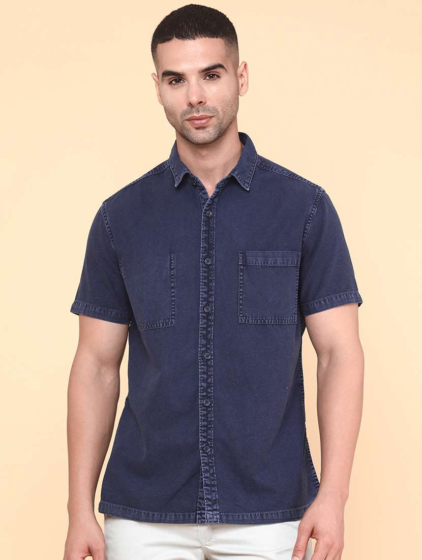 blue cotton casual shirt
