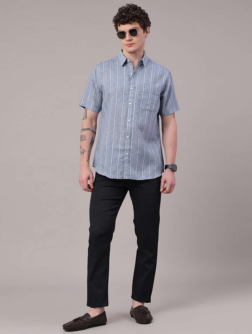 men striped short sleeve regular fit casual shirt - 22278756 -  Standard Image - 5