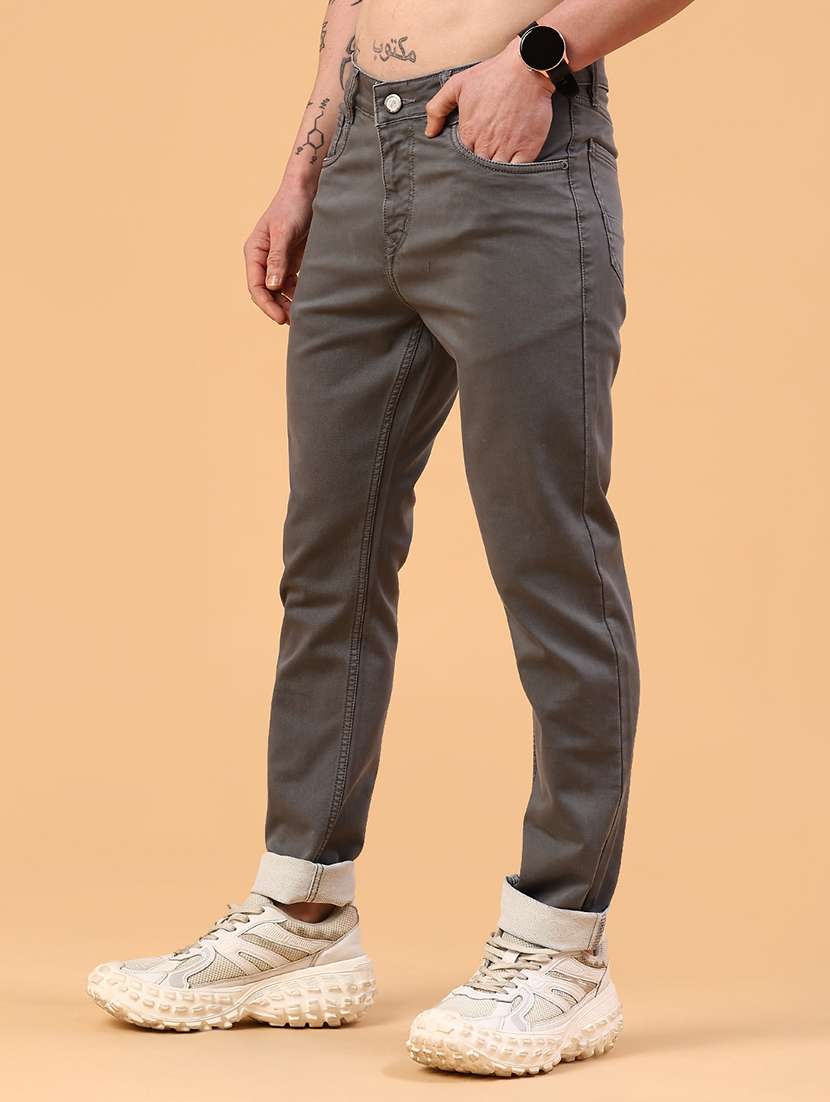 men plain mid rise full length tapered jeans - 22278824 -  Standard Image - 3