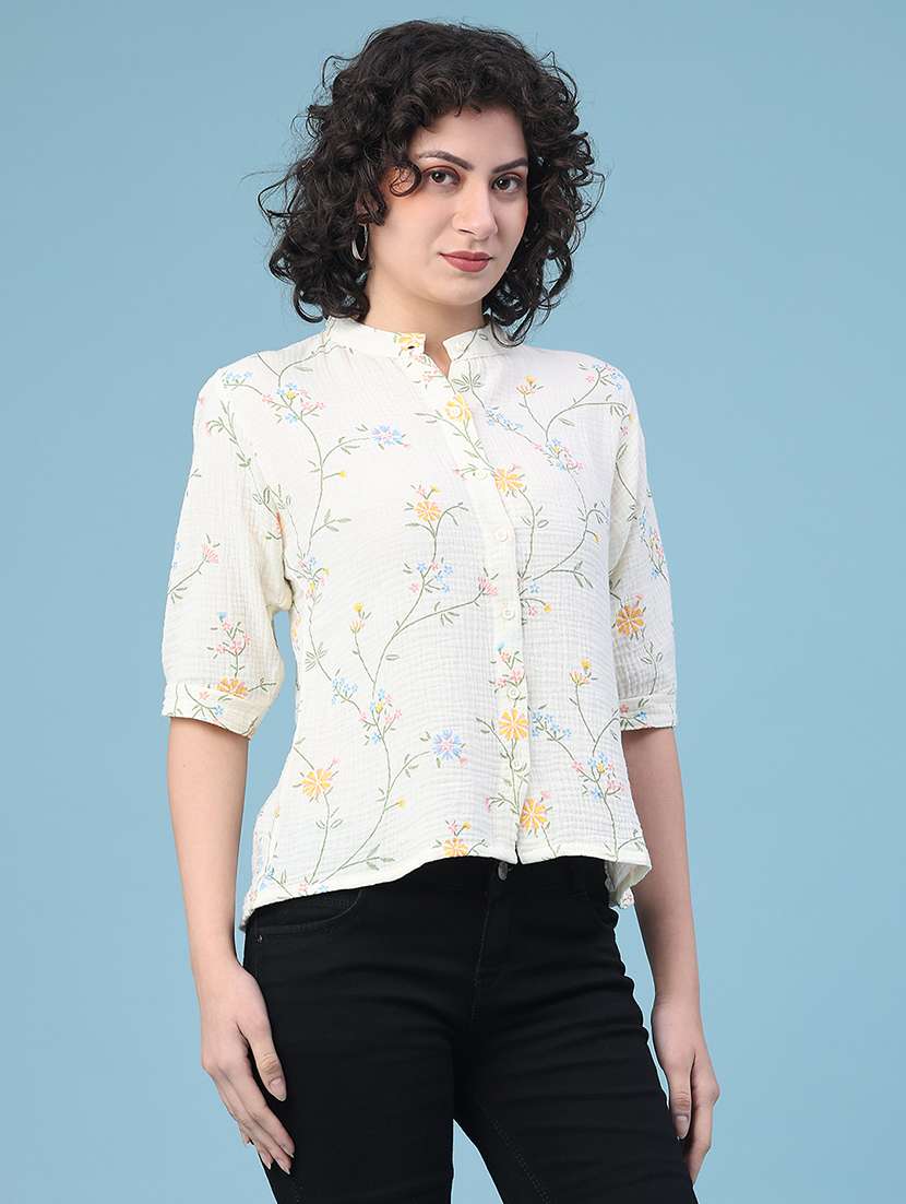 women floral three quarter sleeve top - 22278869 -  Standard Image - 3