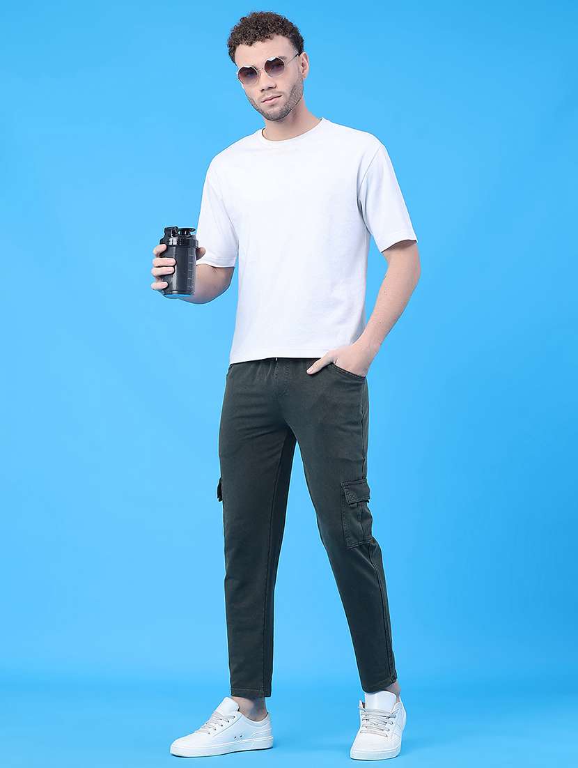 men solid mid rise regular fit cargo  - 22278968 -  Standard Image - 5