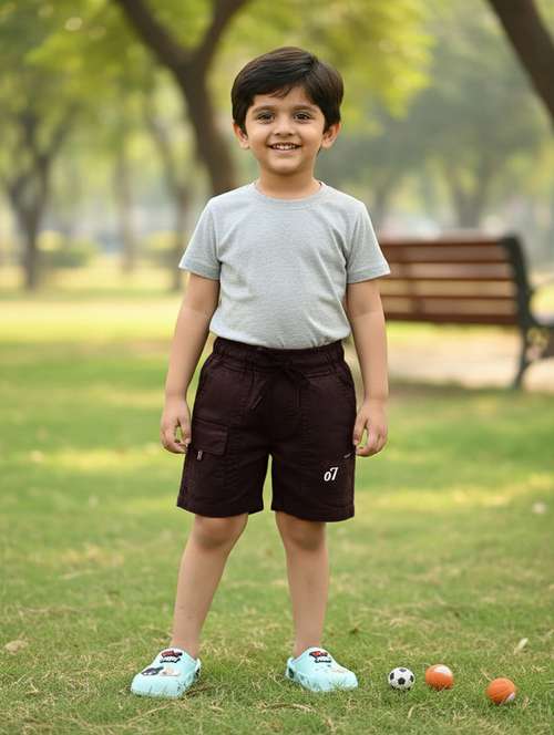 Brown Cotton Shorts & Three Fourth