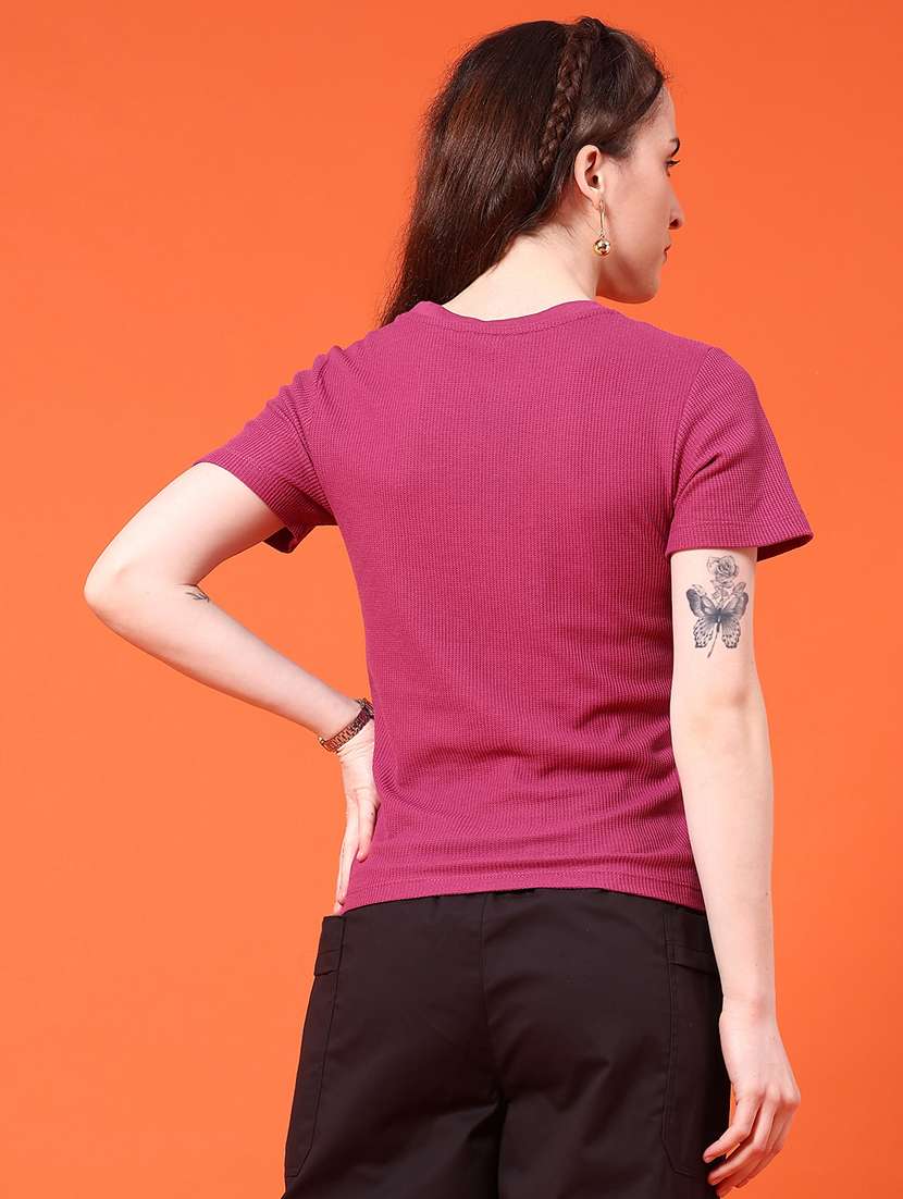 women solid short sleeve t-shirt - 22279005 -  Standard Image - 3