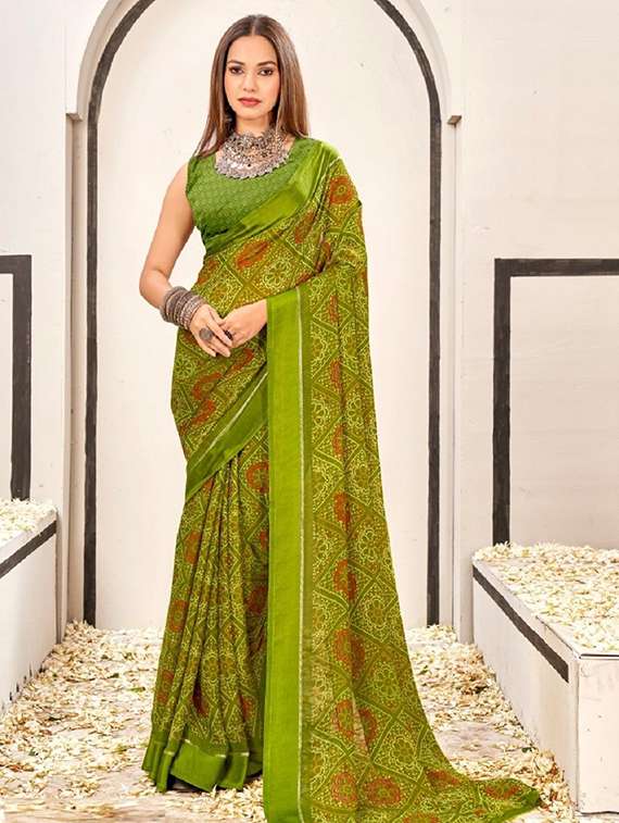women printed casual wear saree with blouse