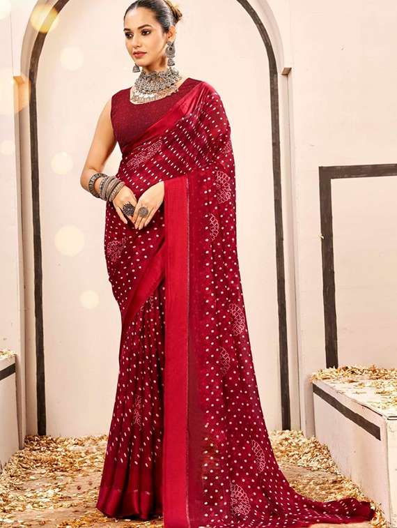 women printed casual wear saree with blouse