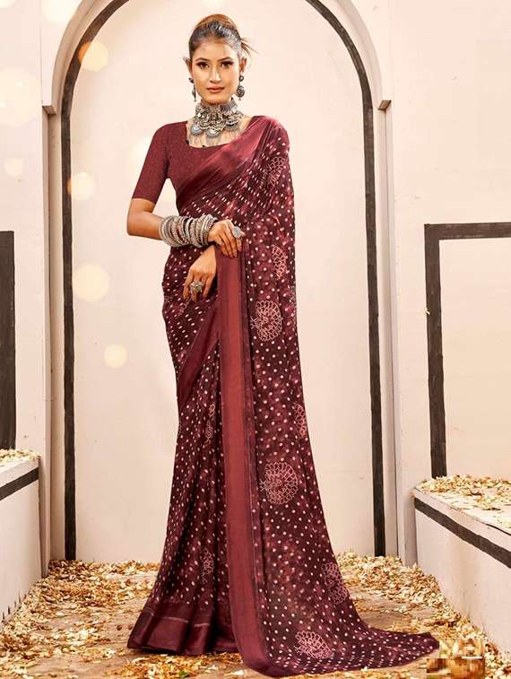 women printed casual wear saree with blouse