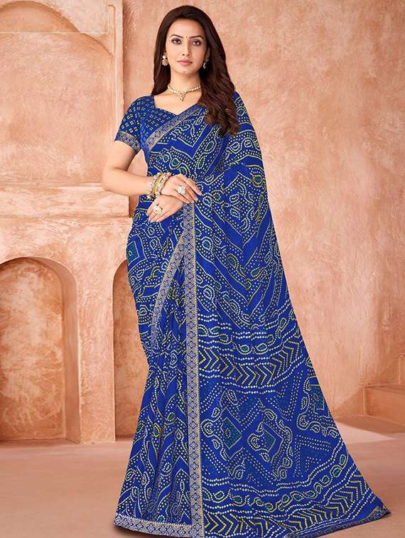 women printed casual wear saree with blouse