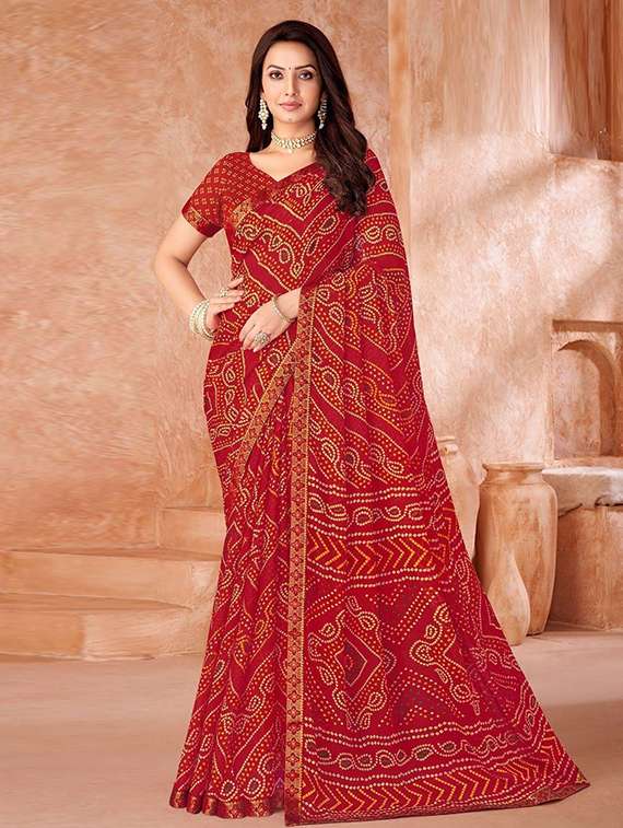 women printed casual wear saree with blouse