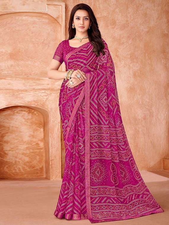 women printed casual wear saree with blouse