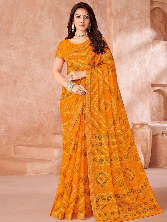 women printed casual wear saree with blouse