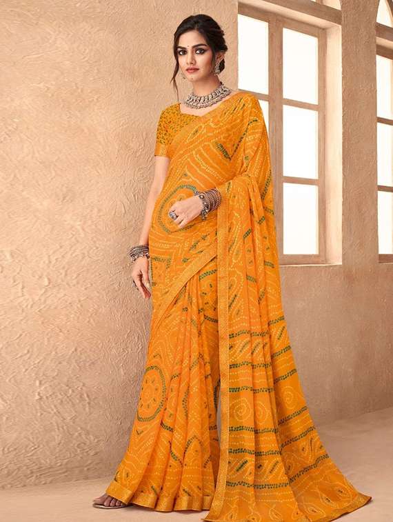 women printed casual wear saree with blouse