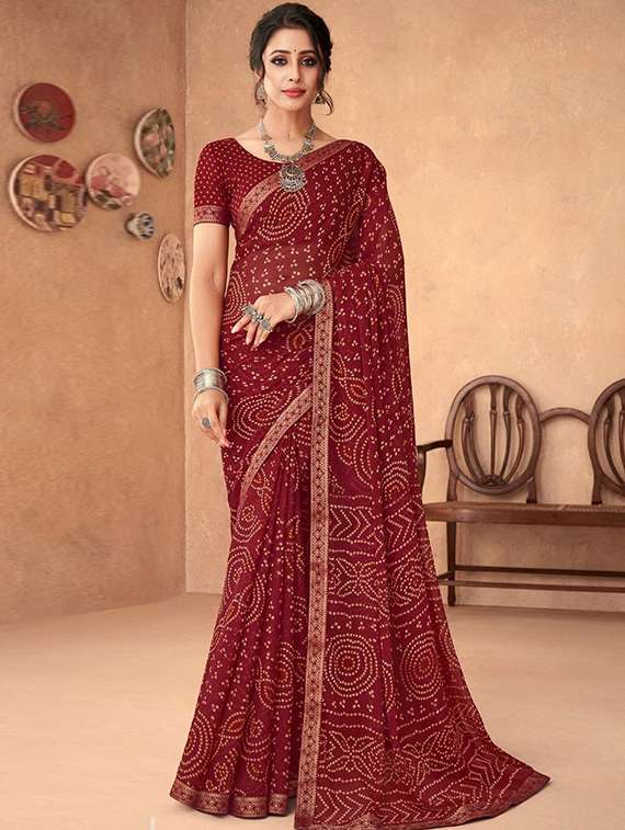 women printed casual wear saree with blouse