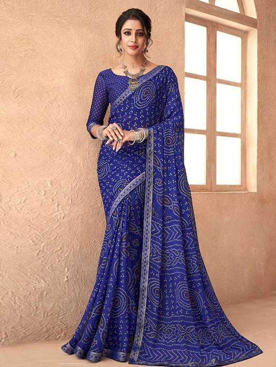 women printed casual wear saree with blouse
