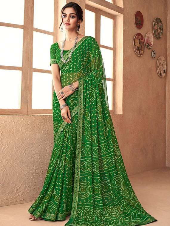 women printed casual wear saree with blouse