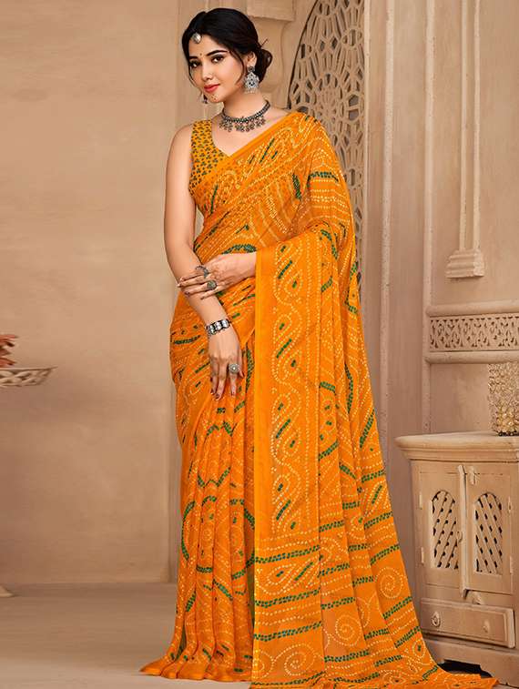women printed casual wear saree with blouse