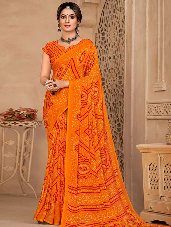 women printed casual wear saree with blouse