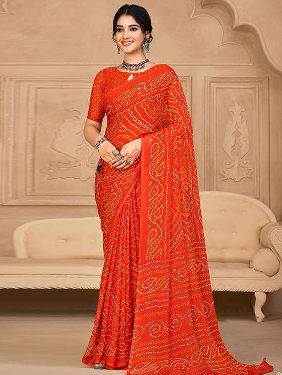 women printed casual wear saree with blouse