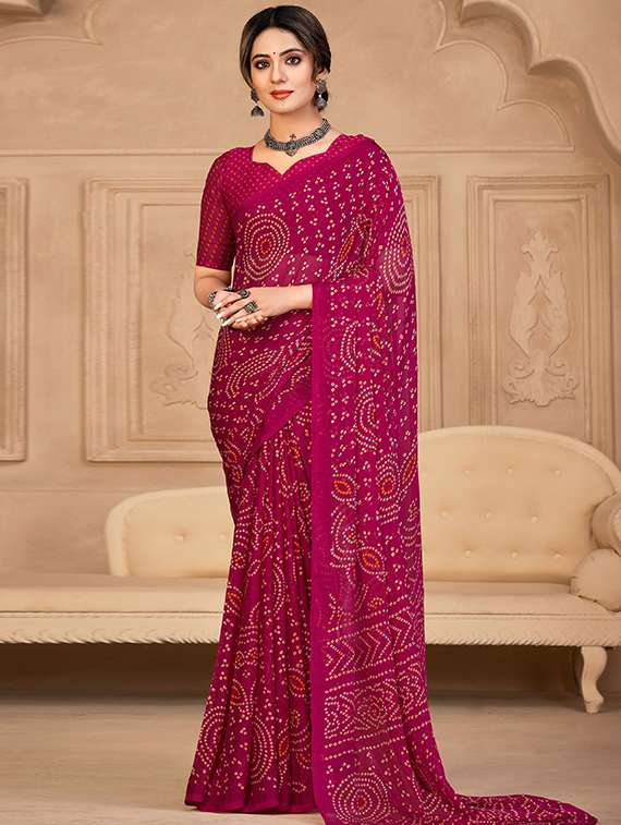 women printed casual wear saree with blouse
