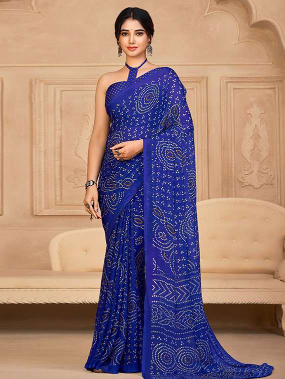 women printed casual wear saree with blouse