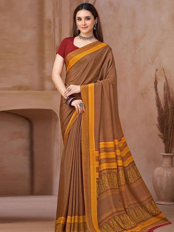 women printed casual wear saree with blouse