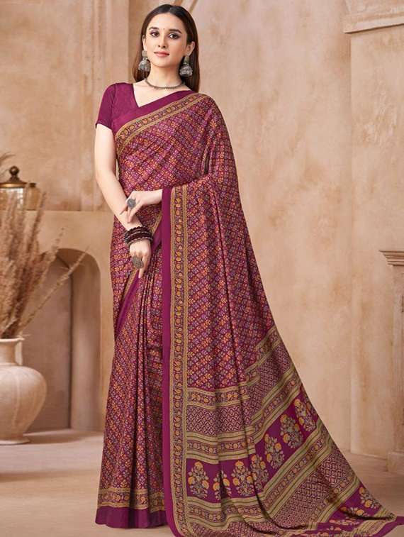 women printed casual wear saree with blouse