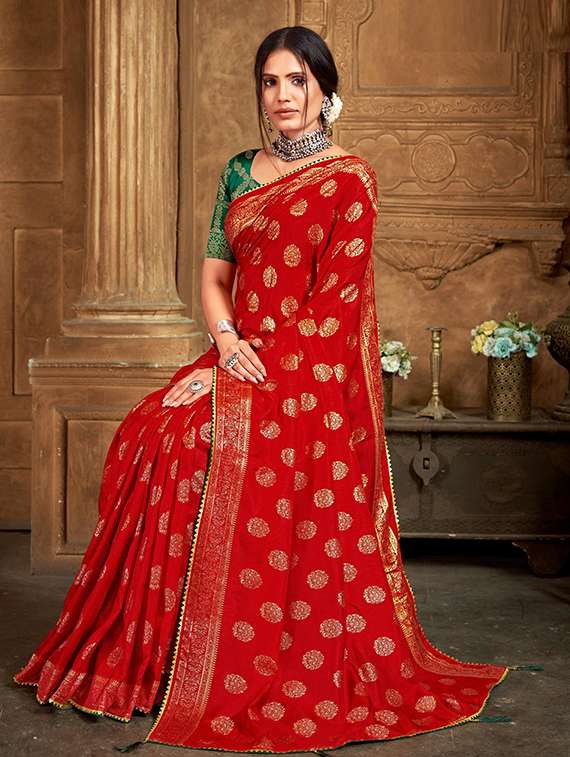 women foil printed saree with blouse