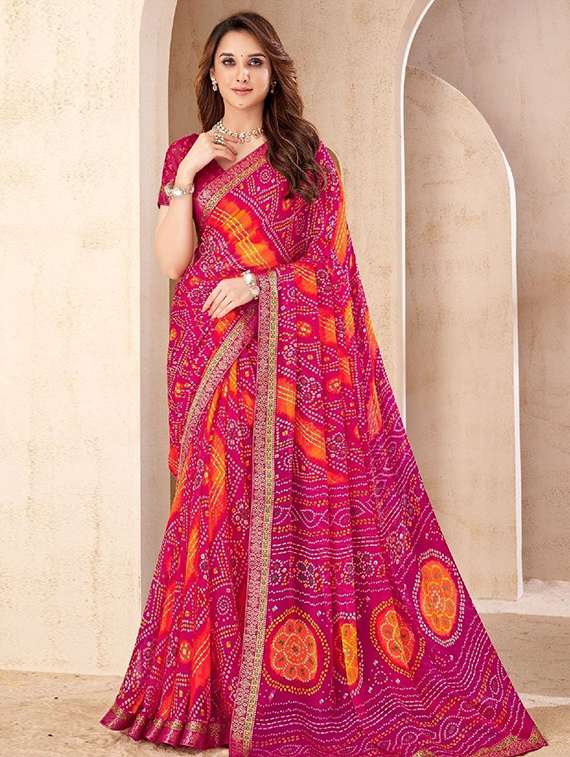 women printed casual wear saree with blouse