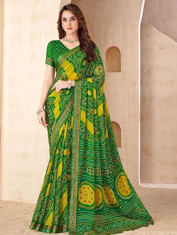 women printed casual wear saree with blouse