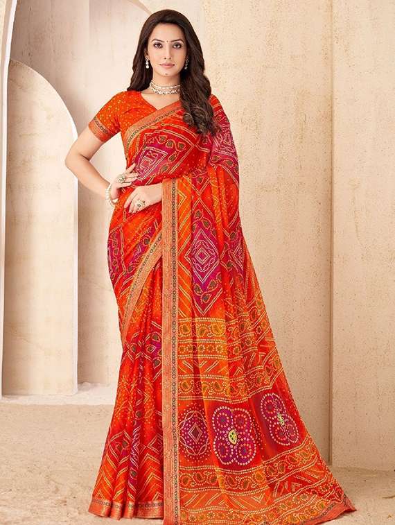 women printed casual wear saree with blouse