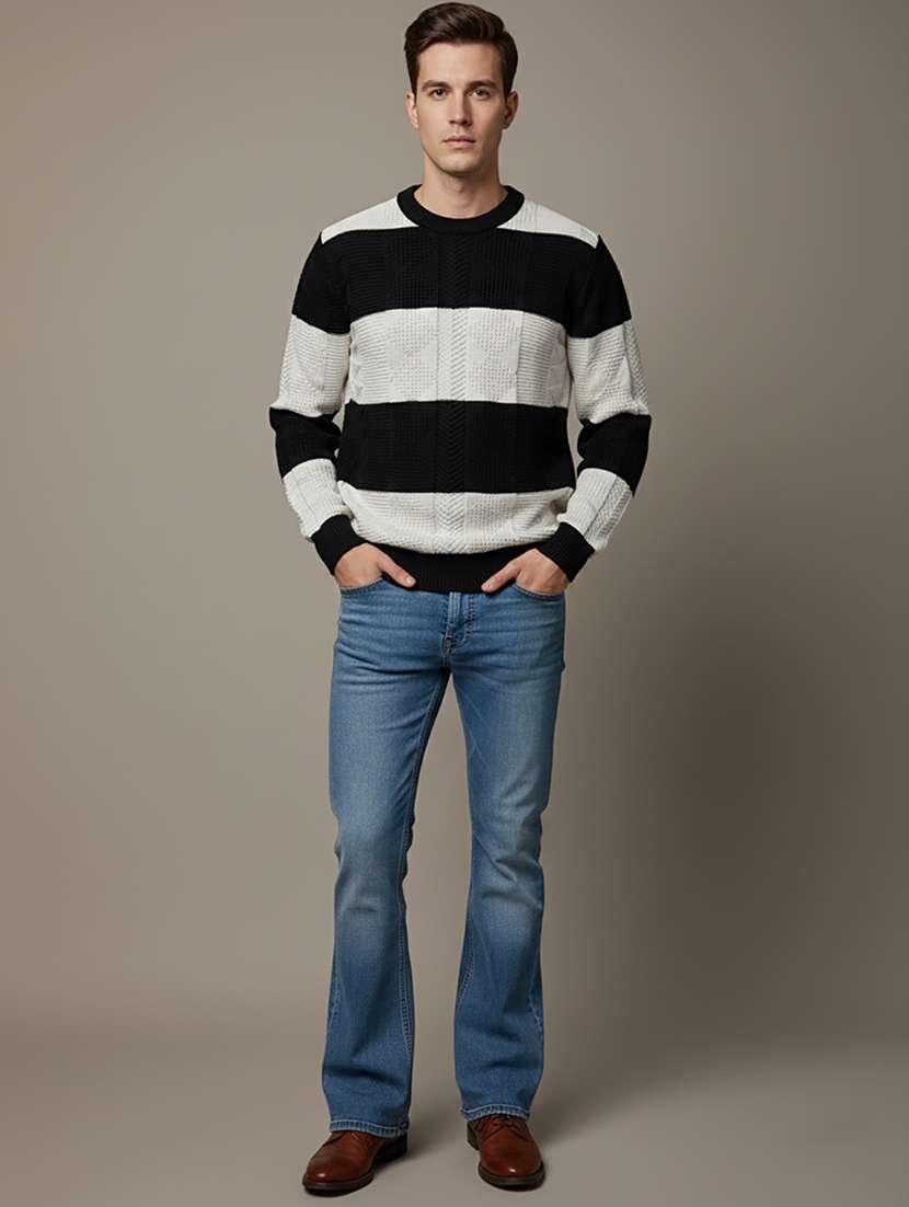 men color block long sleeve regular fit pullover  - 22279170 -  Standard Image - 3