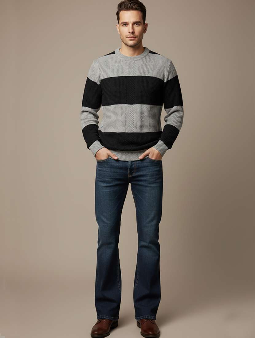 men color block long sleeve regular fit pullover  - 22279172 -  Standard Image - 3